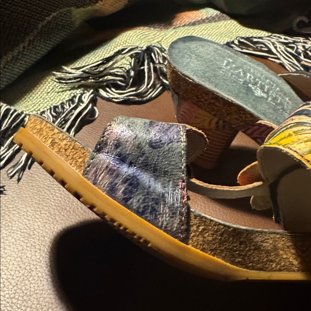 NWOB Spring Step L'Artiste Floral Embellished Sandals Leather & Cork 42(10.5-11) - Picture 6 of 11
